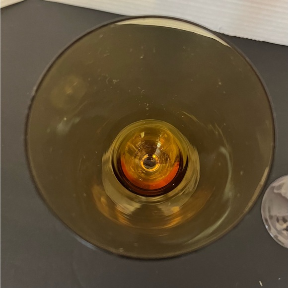 Stunning Vintage Jewel Toned Wine Glasses w/Clear Ball Stem Set of 2-Green/Amber - Picture 6 of 8